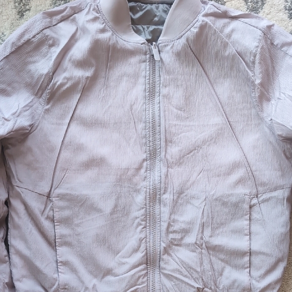 athletic Gray Quilted Bomber Jacket - Picture 6 of 9